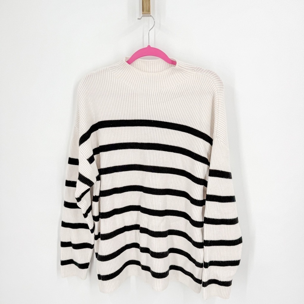 Mango Classic Striped Sweater in Black and Cream